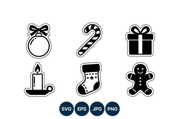 Black and White Christmas Icons: Illustrations Review