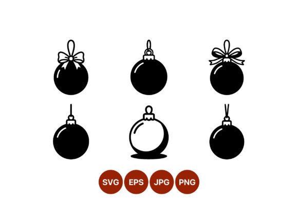 Christmas Ball Ornaments Black White Illustrations