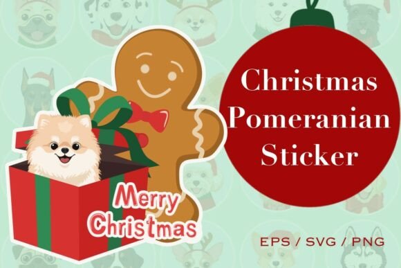 Christmas Pomeranian Sticker: Illustrations for Sellers