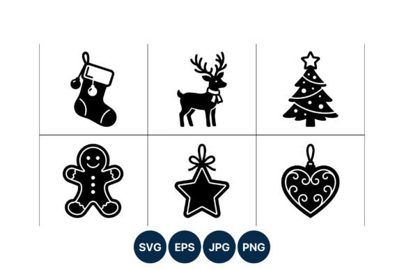 Christmas Silhouette Icons Set: Festive Illustrations