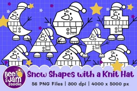 Christmas Snow Shapes with a Knit Hat Illustrations