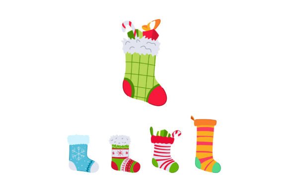 Christmas Stockings Collecting Holiday G Illustrations
