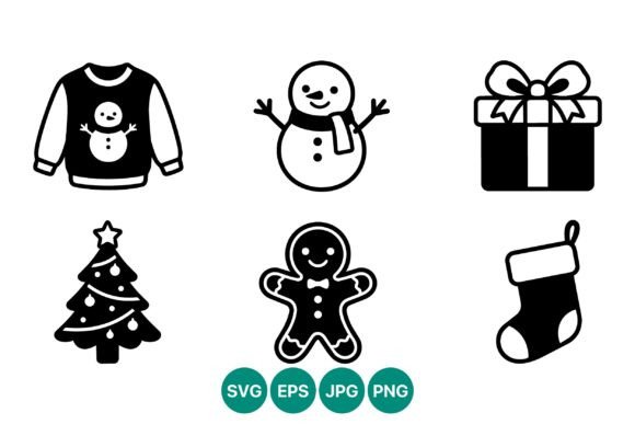 Christmas Sweater Snowman Icons & Illustrations