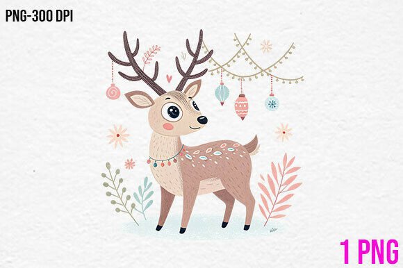 Cute Christmas Deer Clipart PNG Review