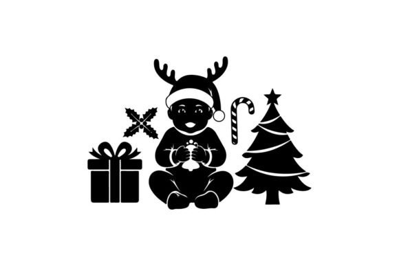 Cute Reindeer with Gifts & Christmas Illustrations