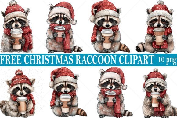 Free Watercolor Christmas Raccon Clipart Review