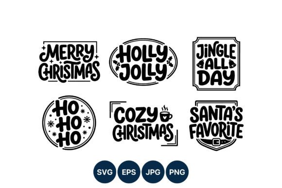 Merry Christmas Holly Jolly Lettering & Illustrations