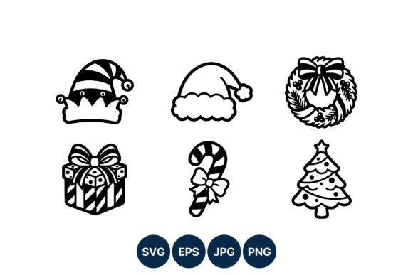 Review: Christmas Black White Icons for Illustrations