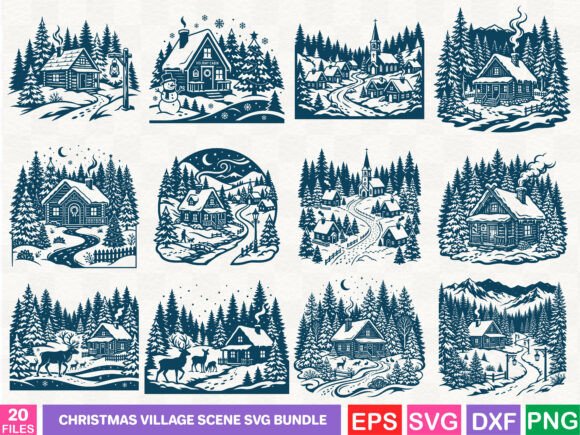 Review: Christmas Village Scene SVG Bundle for Illustrations
