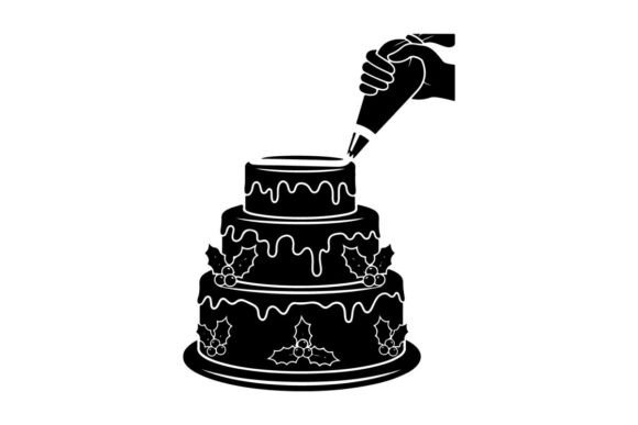 Reviewing Hand Decorating Christmas Cake with Icin Illustrations