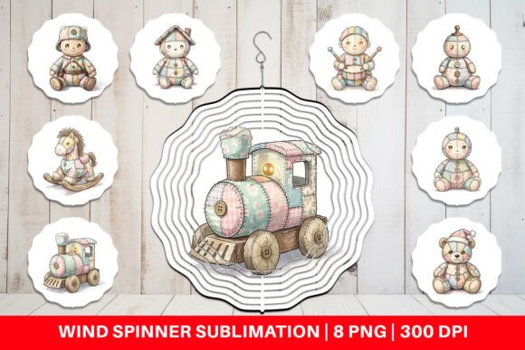 Reviewing Patchwork Christmas Toy Wind Spinner PNG Illustrations