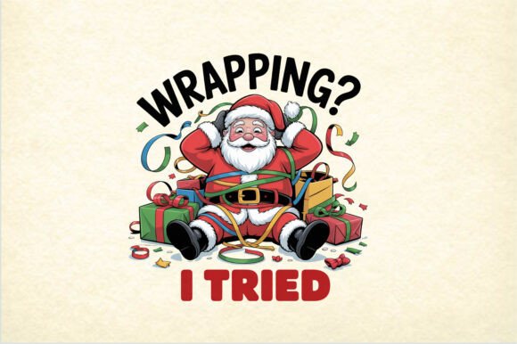 Wrapping I Tried Funny Christmas PNG Freebies